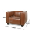 thumbnail image 3 of Noble House Denison Faux Leather Club Chair, Cognac Brown and Dark Walnut, 3 of 7