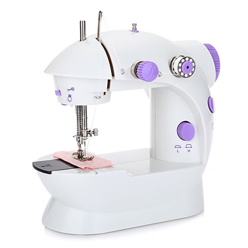 Mini Sewing Machine 10PCS Kit Portable Electric Crafting Mending Machine 2-Speed Double Thread with Foot Pedal for Household Travel Beginner
