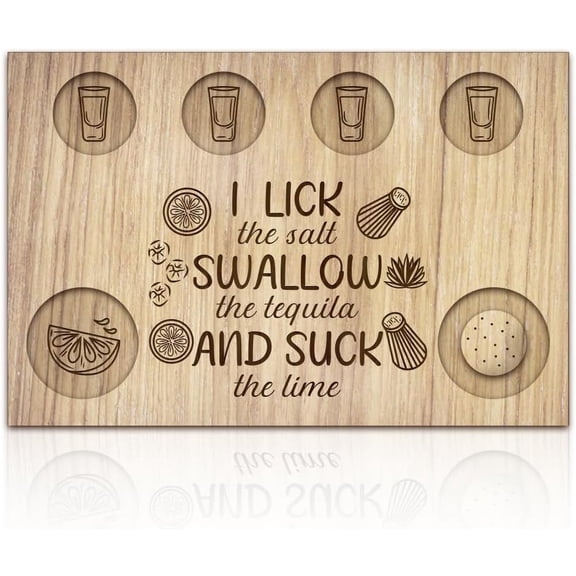 Wood Shot Glasses Tray Wine Cup Holder Rectangle Drink 200x300x12.5mm