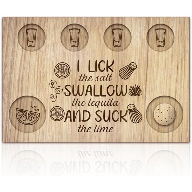 Bandeja para servir vasos de chupito de tequila con cítricos, bandeja de madera para vasos con borde de sal, tabla para vasos de chupito para bar, restaurante, fiesta, reunión familiar, 7,87 x 11,8