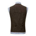 thumbnail image 3 of RYDCOT Men's Solid Color Lapel Single Breasted Suit Vest Western Casual Waistcoat for Groomsman Coffee, 3 of 5