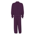 thumbnail image 6 of Women's 2 Piece Zip Up Sweatshirt and Jogger Set, Solid Color Casual Set, Loungewear Outfit, Drawstring Waist Tracksuit, Two Piece Activewear Set Purple XXL, 6 of 9