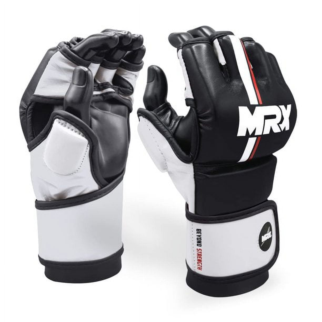 MMA Gloves for Grappling Sparring, with Open Ventilated Palm, Martial Arts Mitts Suitable for Men Women, Sports Training, Muay Thai, Punching Bag Gloves and Kickboxing| Black White S/M