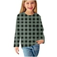 thumbnail image 6 of Odeerbi Teen Boys Girls Fall Winter Basic Layering T-Shirt Plaid Basic Tees Long Sleeve Lattice Print Shirts Cute Crewneck Tops Dressy Blouses Base Layer Teen Clothes Gray, 6 of 6
