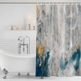 thumbnail image 3 of Teal Gray Gold Shower Curtain, Waterproof Shower Curtains for Bathroom, Modern Minimalist Abstract Gradient Art Washable Fabric Bathtub Curtain Set Bath Decor with 12 Hooks Stall 36"x72", 3 of 8