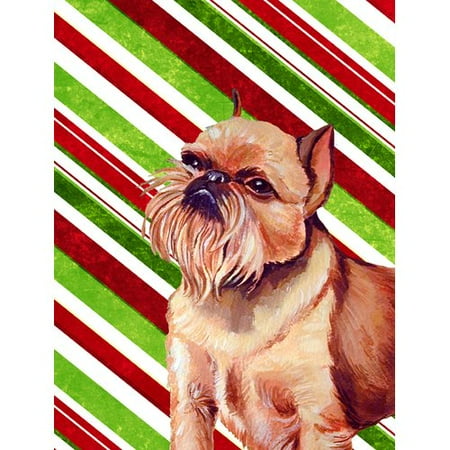 Caroline's Treasures Brussels Griffon Candy Cane Holiday Christmas 2-Sided Garden Flag
