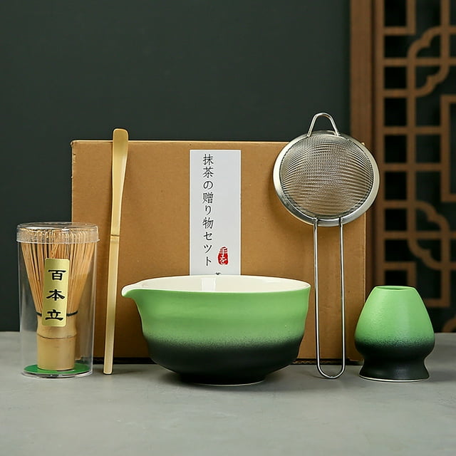 Matcha Tea Set With Whisk Ceramic Bowl & Holder – Matcha Making Kit For Traditional Japanese Tea – Ideal Matcha Set For Beginners And
