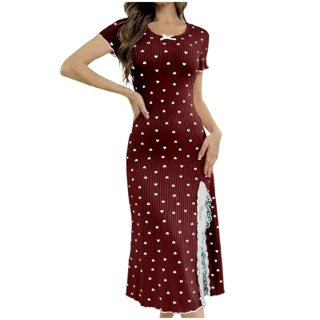 Chemise de Nuit pour Femmes, Décontractée, Imprimée, à Bretelles, Courte