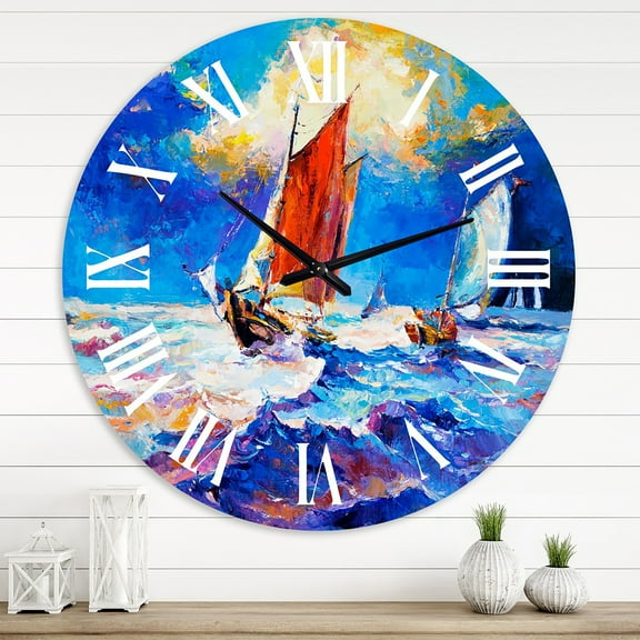 Designart 1 in Quartz Coastal Wall Clock