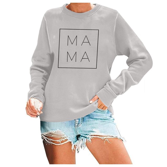 WEAIXIMIUNG Sweatshirts Grande Taille pour Femmes Fermeture Éclair Pull Col Rond Décontracté avec Imprimé Lettre Haut Confortable pour Maman