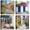 Paysage de Rue, variante sur Art Mural sur Toile Abstrait Bleu Marine et Or Décoration de Salon Peinture Moderne Abstraite sur Toile Image Encadrée Oeuvre d'Art Chambre Salle de Bain Cuisine Décoration Ensemble de 4 Pcs (Bleu, 12"x12"x4pcs)