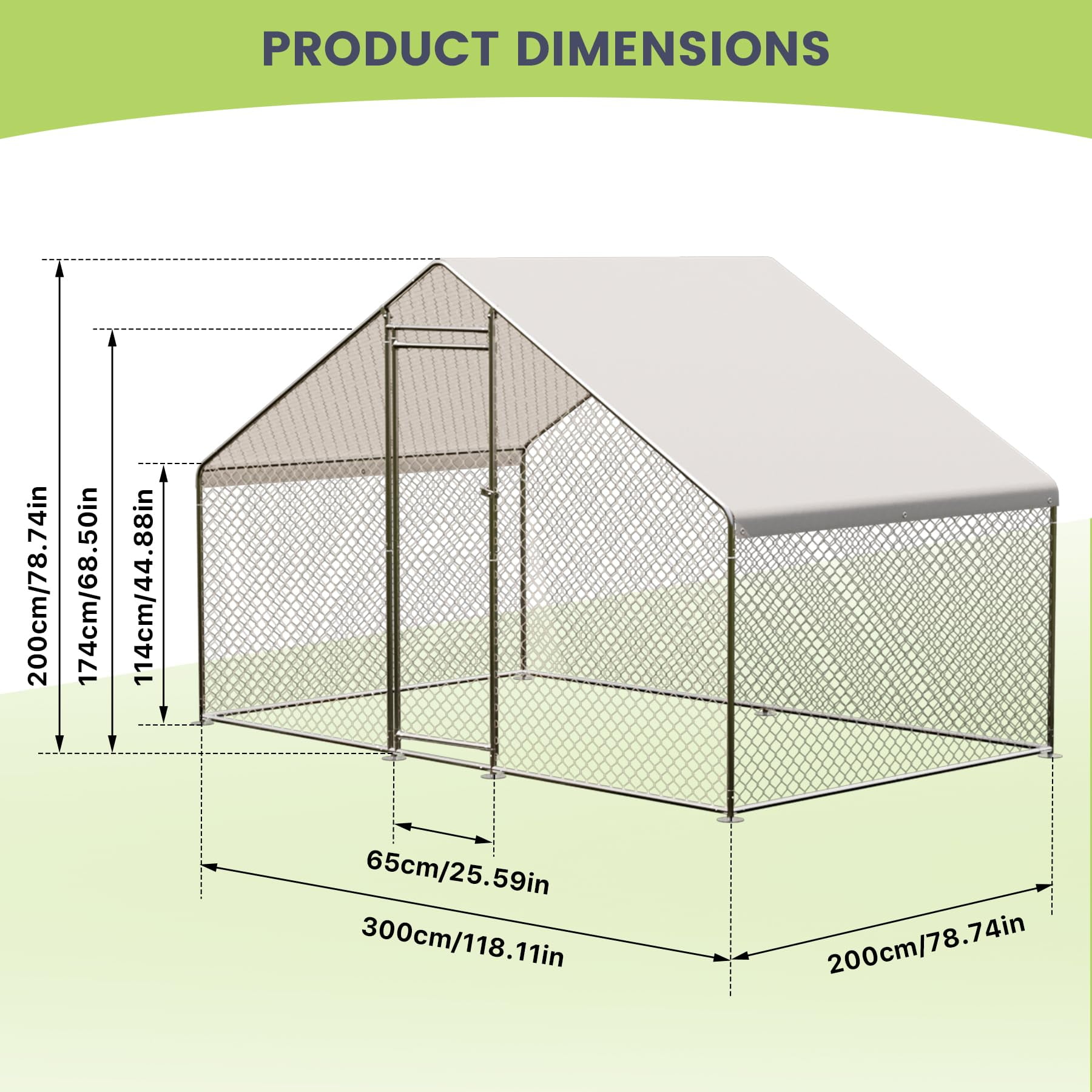 Litake Large Chicken Coop, Walk-in Poultry Cage, Metal Chicken Coop with Waterproof and Anti-Ultraviolet Cover, for Outdoor Yard Farm Use