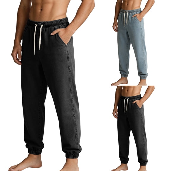 Frnrwgo Straight Leg Denim Jeans for Men Loose Quick Dry Lightweight Breathable Tapered Casual Pants for Daily