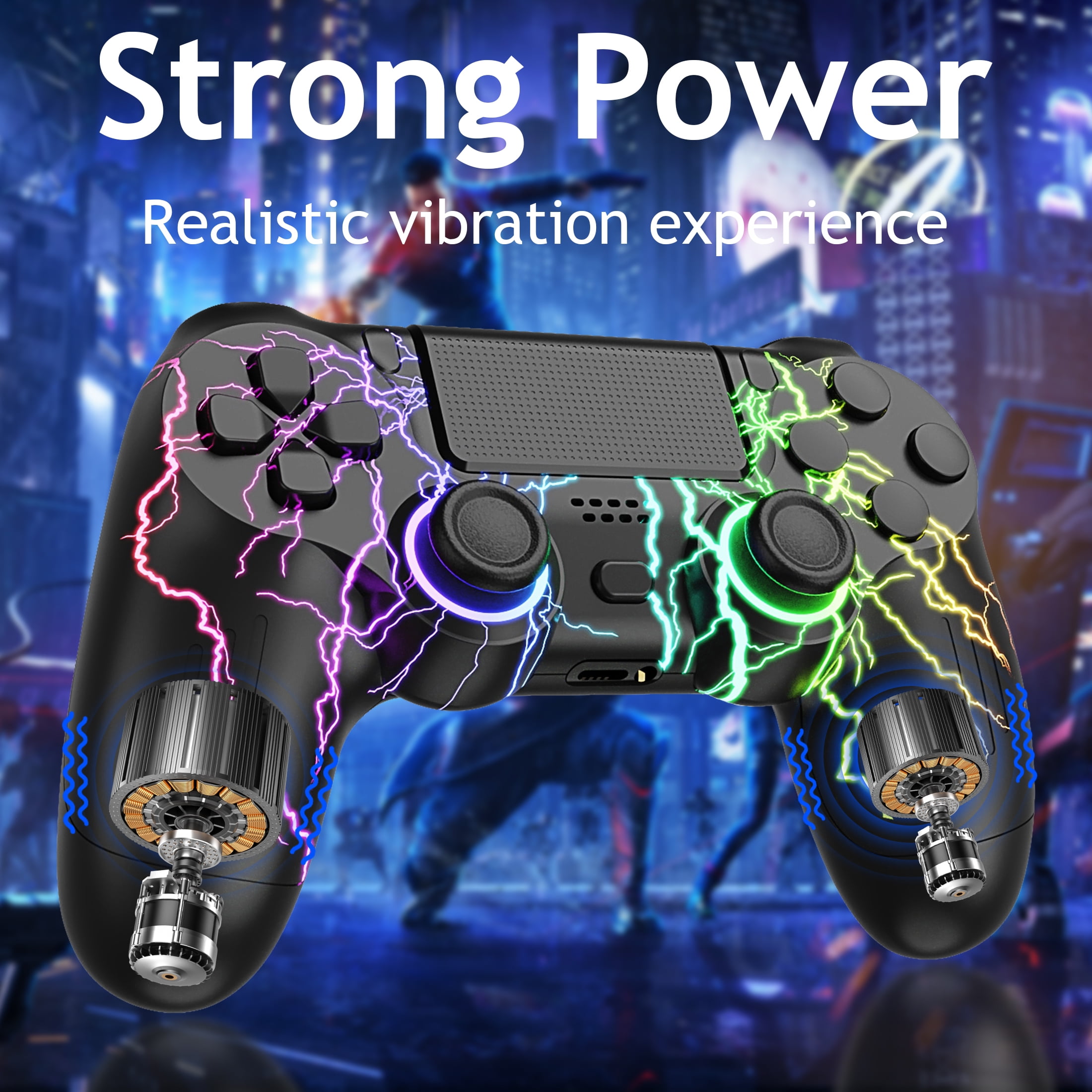 Glitfix Wireless Controller Für PS-4 – Mit RGB-Licht, 1000-mAh-Akku & Turbo-Funktion