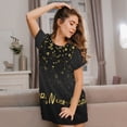 thumbnail image 3 of Easygdp Happy New Year Camisón de manga corta para mujer, informal, estampado, 3 of 6