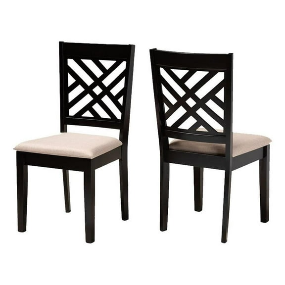 Bowery Hill 18.5" Modern Rubber Wood Dining Chair in Chocolate (Set of 2)