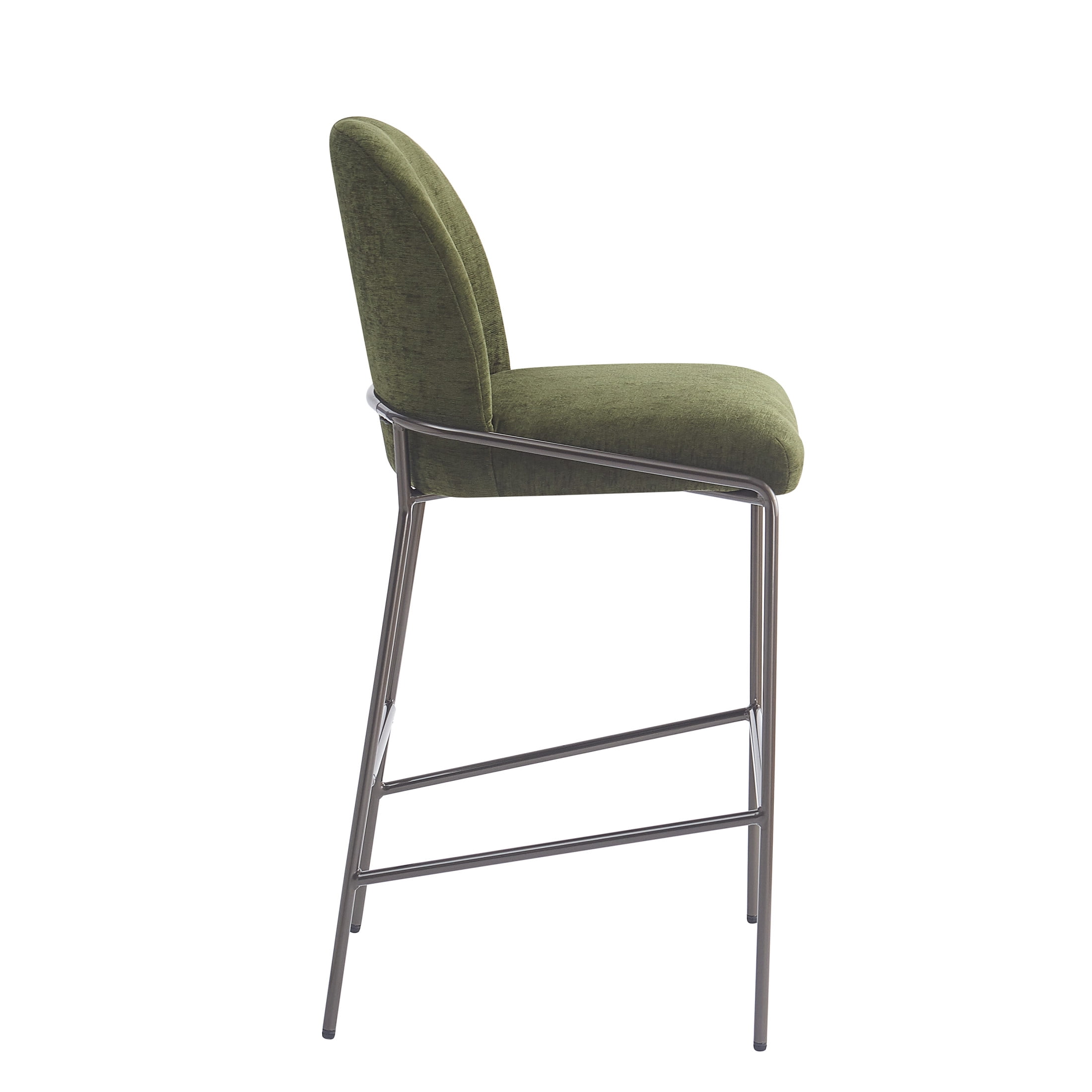 Christopher Knight Home 29" Upholstered Bar Stool with Curved Back, Matte Metal Frame, Green, Set of 2