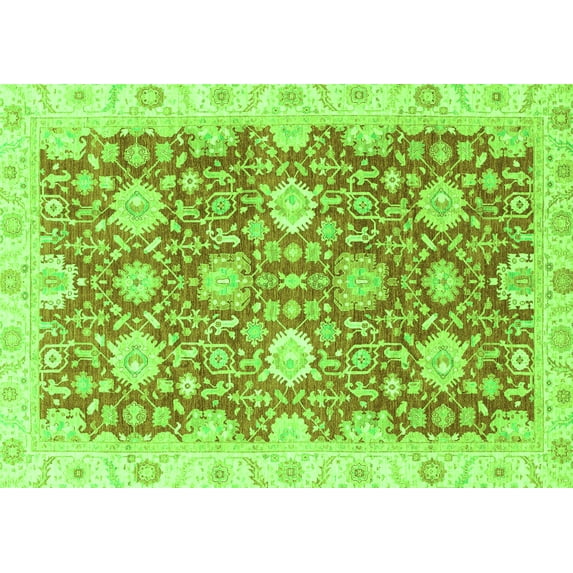 Ahgly Company Indoor Rectangle Oriental Green Traditional Area Rugs, 8' x 10'