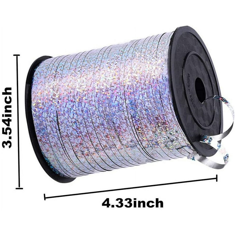 PENGXIANG 500 Yards Shiny Balloon Ribbons, Silver Shiny Curling Ribbon  Metallic Balloon Roll for Party Festival Art Craft Decor,Florists,  Weddings