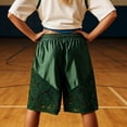 thumbnail image 2 of Casual Shorts Women Tiered Lace Breathable Active Compression Shorts for Women,Green,M, 2 of 5