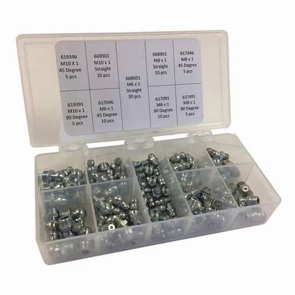 Kingfisher Grease Fitting Kit,Metric Type,90 Pieces GFD6000