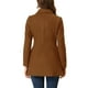 thumbnail image 3 of Abrigo largo de invierno de doble botonadura con cuello Peter Pan para mujer Inspire Chic en marrón oscuro talla S, 3 of 6