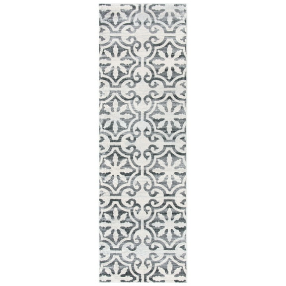 SAFAVIEH Isabella Eliza Geometric Runner Rug, Grey/Ivory, 2' x 8'