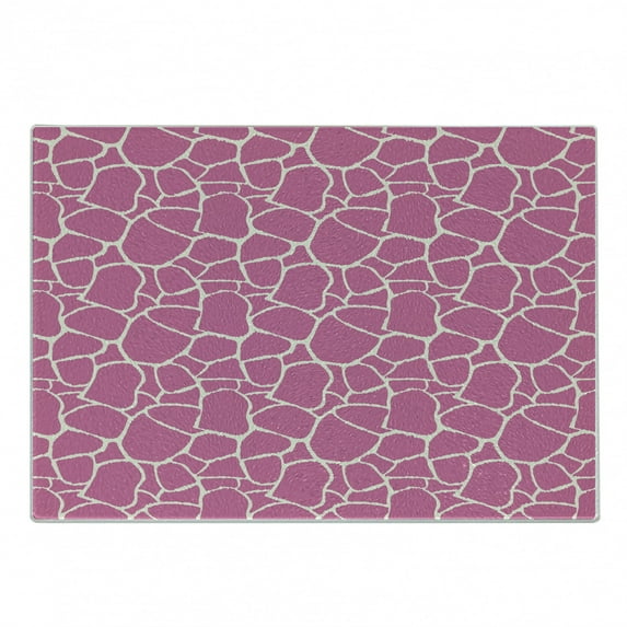Hot Pink Cutting Board, Abstract Giraffe Skin Pattern Vivid Color Exotic Animal Camouflage Safari Jungle, Decorative Tempered Glass Cutting and Serving Board, Small Size, Pink White, by Ambesonne
