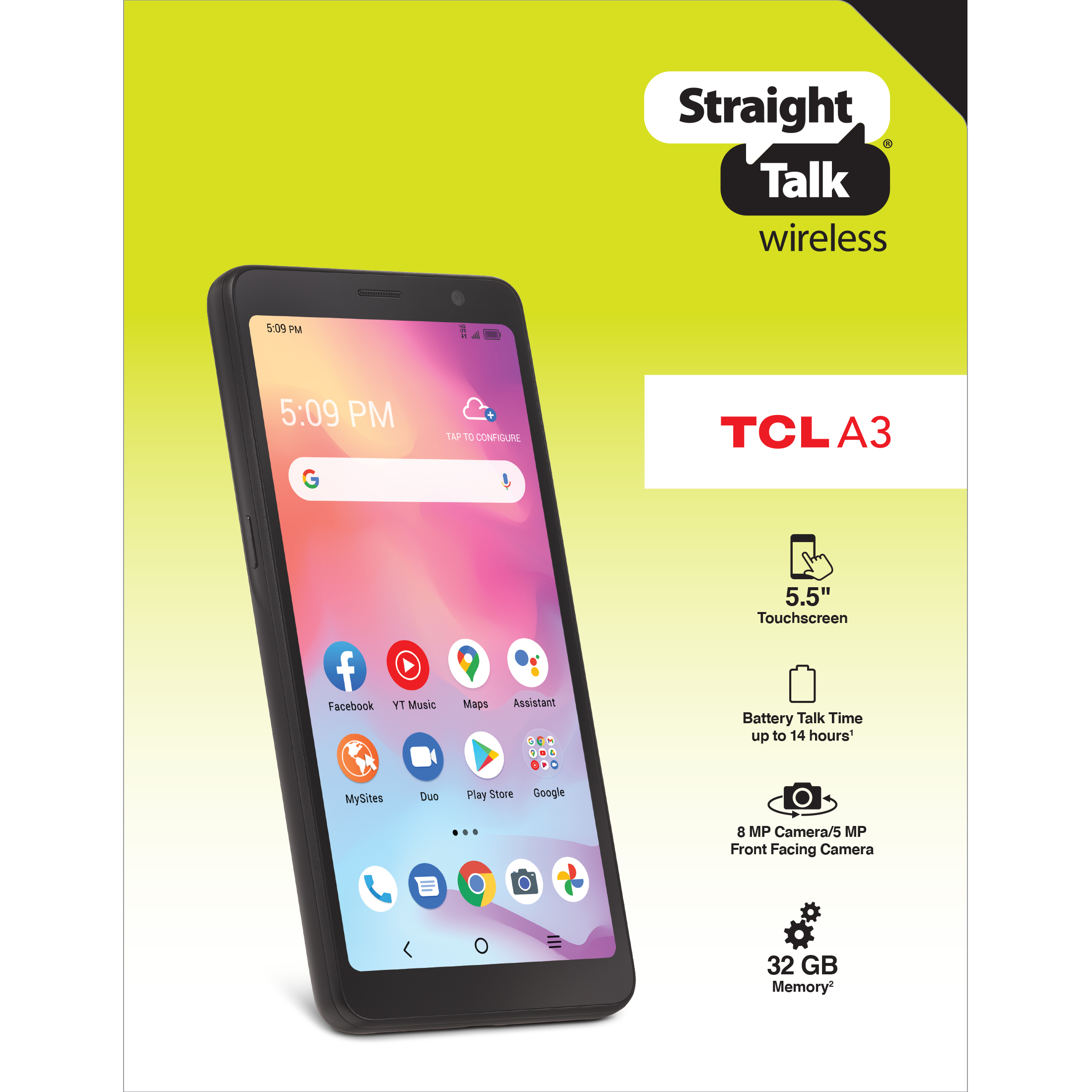 Straight Talk TCL A3, 32GB, Black- Prepaid Smartphone [Locked to Straight Talk] - image 12 of 12