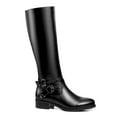 thumbnail image 2 of Ferwind Women's Riding Boots Knee-High Crisscross Buckle Straps Chunky Heels Adult Black 10, 2 of 7