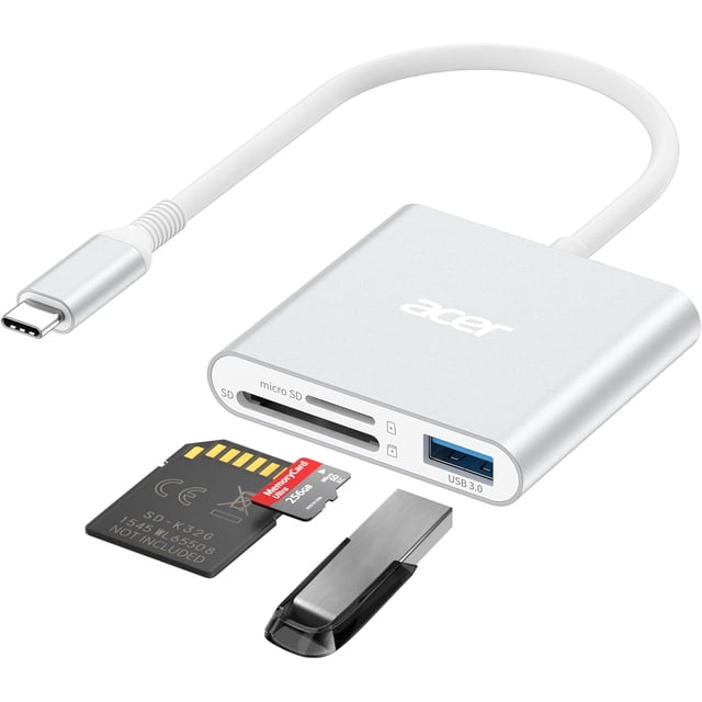 SD Card Reader USB C, 3 in 1 Memory Card Reader with Dual Slots & USB 3.0, Micro SD Card Adapter for 17/16/15 Compatible with Camera, , Neo/Pro/Air, Laptop
