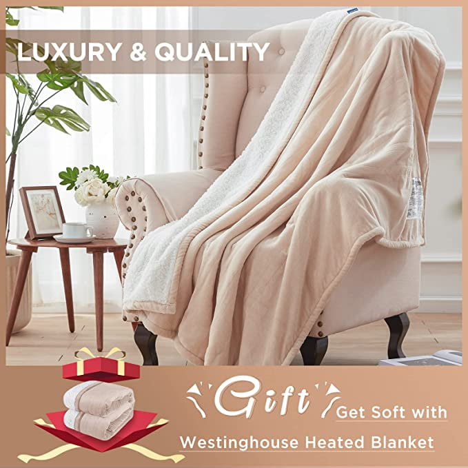 KATA 50x60 Electric Heated Blanket ,Flannel to Sherpa Reversible Heated  Throw, 4 hours Auto-off u0026 6 Heating Levels, Ivory Color - Walmart.com