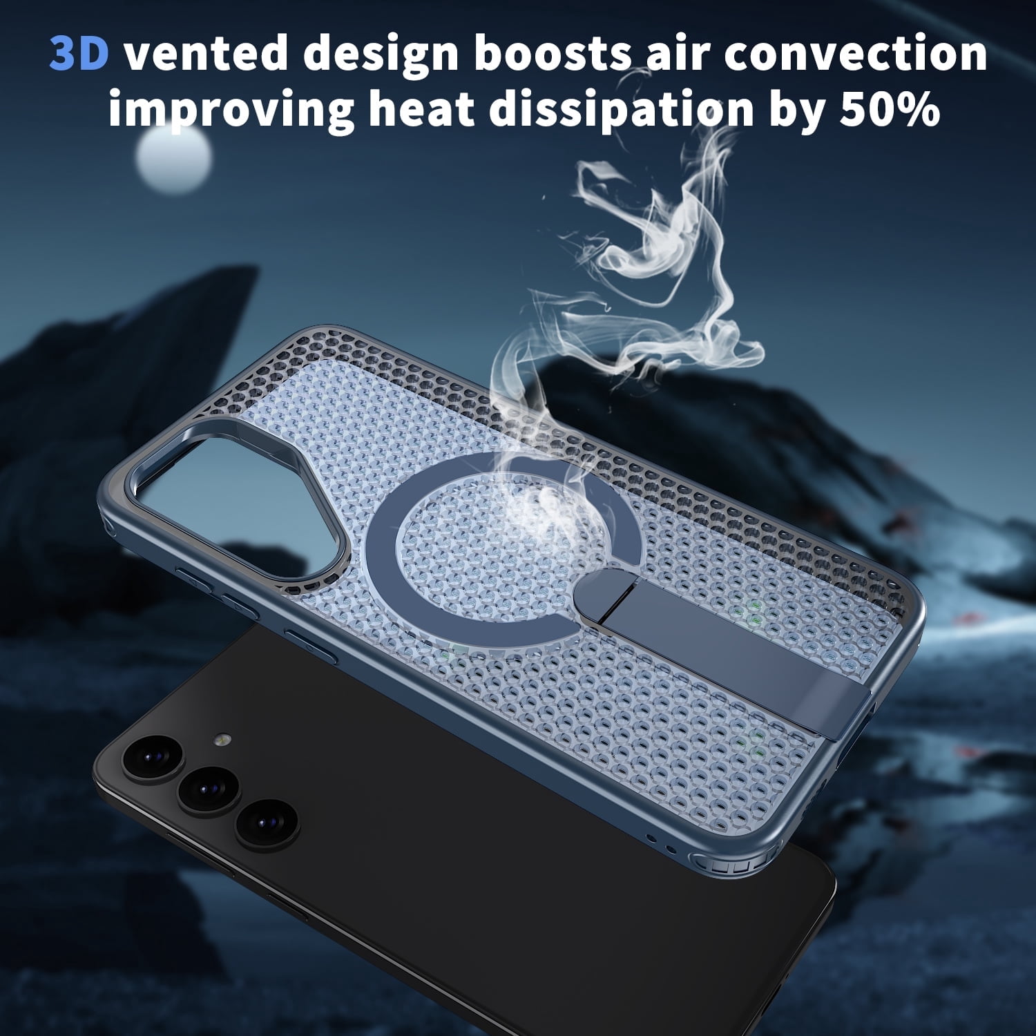 for Samsung Galaxy A16 5G Magnetic Case, Wireless Charging Support, with Stand, Mil-Grade Drop Protection, Adjustable Bracket for Samsung Galaxy A16 5G Case, Heat Dissipation Cover, Blue