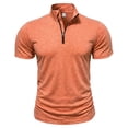 thumbnail image 4 of Ohufall Mens Sport T-shirts Zipper Turndown Collar Tee Breathable Short Sleeve Solid T Shirts, 4 of 6