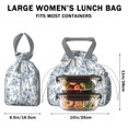 thumbnail image 5 of Pioneer Flower Floral Print Pattern Drawstring Lunch Bag Women - Drawstring Lunch Bag Insulated for Work Office - Stain-Resistant Large Lunchbags for Women with Multi-Pockets, 5 of 6