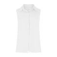 thumbnail image 4 of CUSTG Women Casual Blouses Simple Summer Sleeveless V Neck Button Down Solid Color Linen Shirts Tank Blouse Leisure Tops, 4 of 5