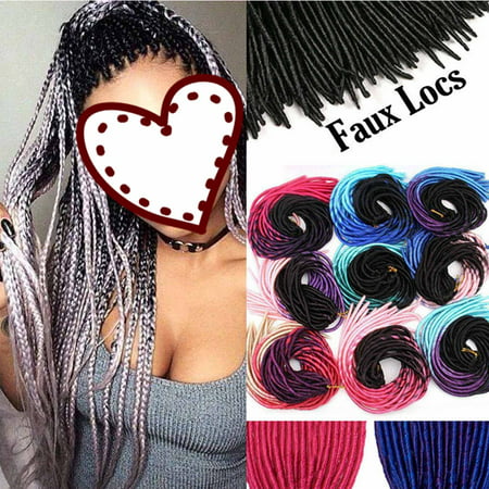 S-noilite Straight Faux Locs Crochet Hair Dreadlocks Crochet Braids Straight Goddess Locs Twist Braiding Hair Extensions-Dark Black to Light