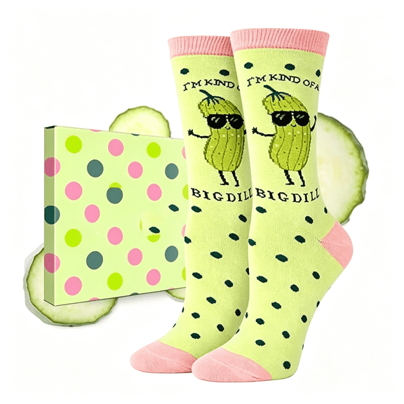 OQRKI Funny Pickle Socks for Women - Cute Novelty Crew Socks, Funky Animal & Food Gifts Funny Socks for Women