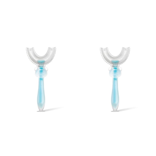 Inteprter Cepillo de en forma de U para bebés de silicona Cuidado de la boca para niños Limpieza de de mano de 360 grados azul L 2piezas Inteprter CBP077377