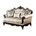 thumbnail image 4 of Vera Loveseat, Tufted Beige, Rolled Arms, Cherry Brown Solid Wood, 70 Inch, 4 of 7