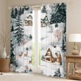 thumbnail image 2 of Manfei Gingerbread House Reindeer Black Out Curtains, Green Pine Tree Curtains Pack of 2 (42x63 Each), White Winter Snow Bedroom Curtains for Children, Luxurious Room Decor, 2 of 6
