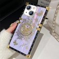 thumbnail image 6 of For iPhone 15 Plus Bling Stand Case, Luxury Glitter Floral Butterfly Foldable Kickstand Women Girls Cute Marble Shell Pattern Shockproof Protective Phone Cover Case for iPhone 15 Plus, Purple, 6 of 11