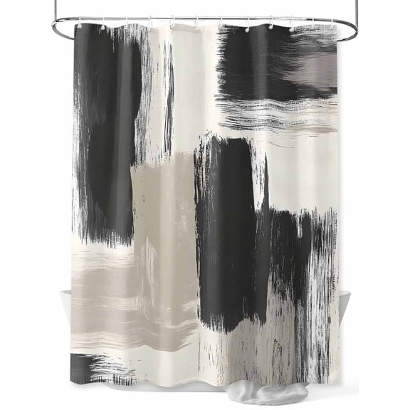 Fsddascl Black White Shower Curtain Set - Extra Long 72" x 96" Washable Bathtub Curtain with 12 Hooks, Modern Oil Painting Abstract Artwork Waterproof Fabric Stall Shower Curtains for Bathroom