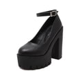 thumbnail image 3 of Daeful Ladies Lightweight Round Toe Dress Pump Shoes Walking Anti-Slip High Heels Wedding Fashion Chunky Block Heel Mary Jane Black 5, 3 of 5
