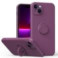 thumbnail image 1 of Funda de color sencillo para iPhone 14 Plus con soporte de anillo, placa metálica para carga magnética, diseño antigolpes y soporte giratorio de 360 grados., 1 of 5