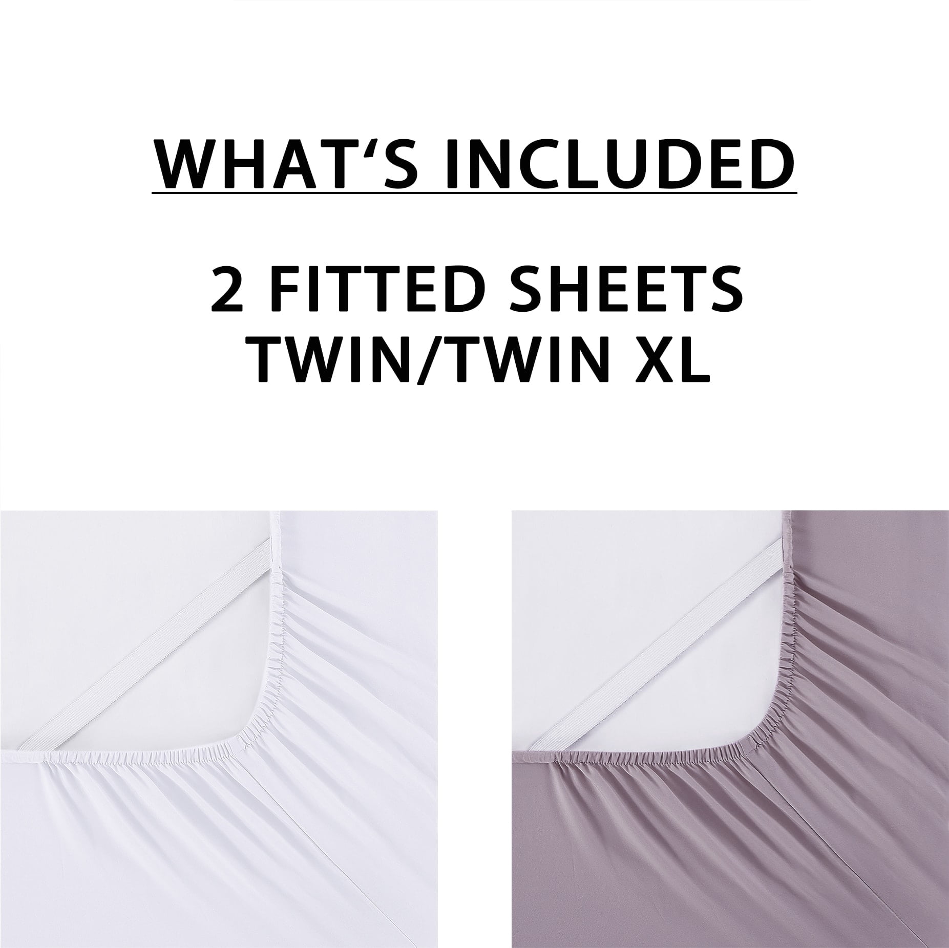 Mainstays Super Soft Microfiber 2-Pack Fitted Sheets, Hazy Purple/ Arctic White, Twin-XL