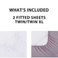 thumbnail image 3 of Mainstays Super Soft Microfiber 2-Pack Fitted Sheet, Twin-XL, Hazy Purple/ Arctic White, 2 Piece, 3 of 8