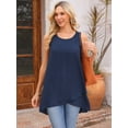 thumbnail image 5 of DARING DIVA Women's High Low Casual Sleeveless Chiffon Blouse Asymmetrical S Dark Blue, 5 of 8