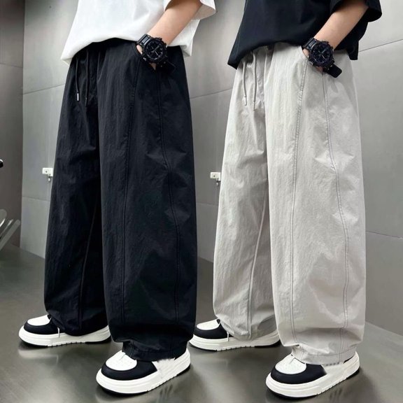 ZHOGXU Kids Boys Cargo Pants High Waisted Solid Color Wide Leg Loose Fit Comfortable Trousers With Pockets For Everyday Wear,Black,5-6 Years