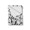 thumbnail image 2 of Skull Soft Flannel Fleece Throw Blanket, Conjoined Head Motifs Spooky Fossils Motley Dark Sketchy Artwork Print, Cozy Plush for Indoor and Outdoor Use, 70" x 90", White Black, by Ambesonne, 2 of 6
